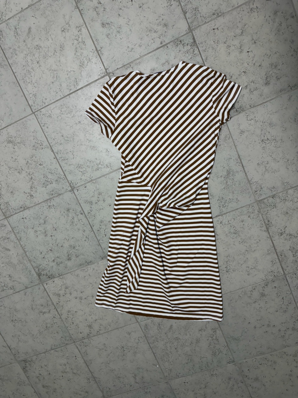 J. McLaughlin Brown & White Striped Tie-Waist Midi Dress - Picture 3 of 3
